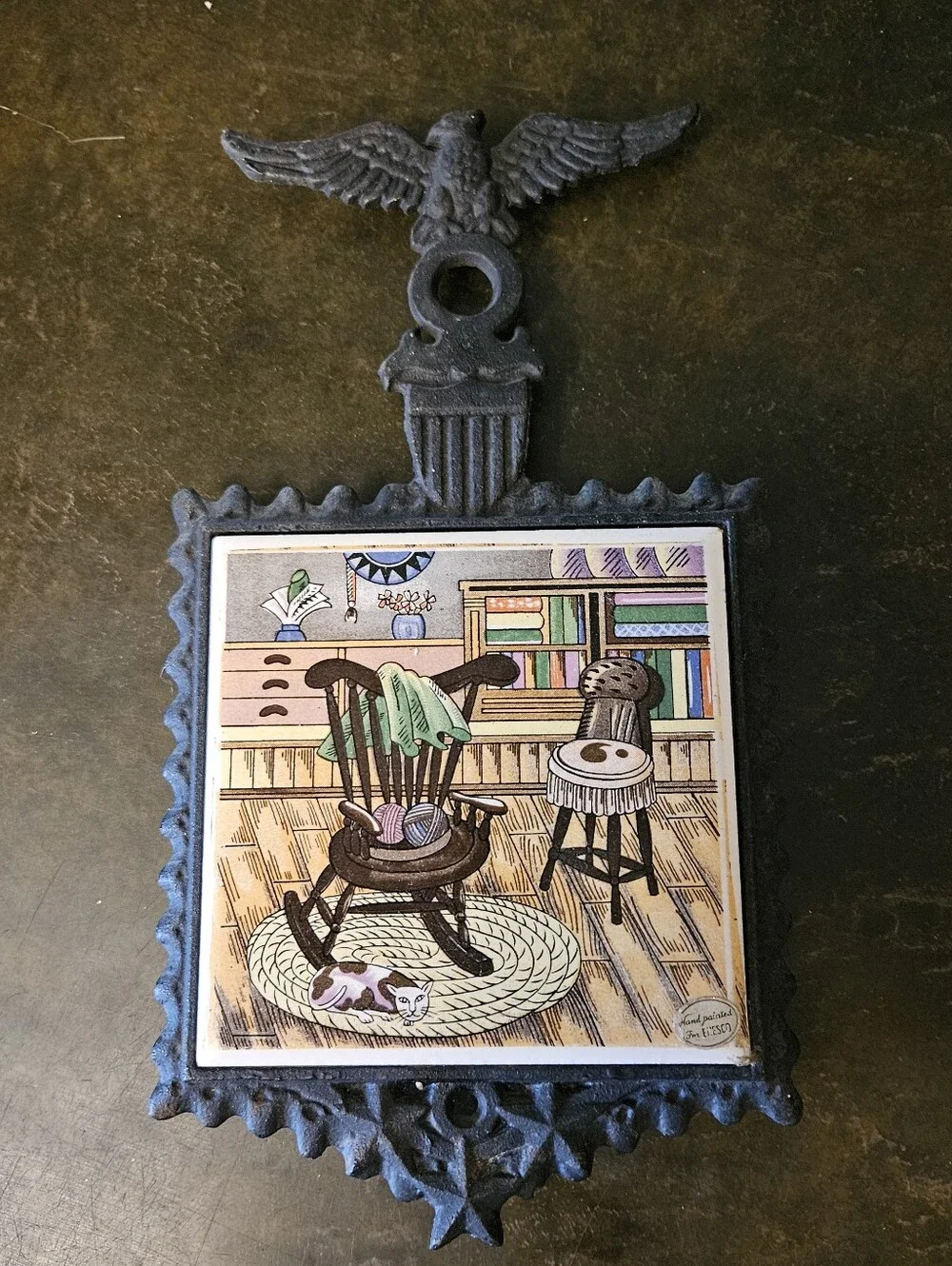 Pair Vintage Americana Cast Iron  Trivets.